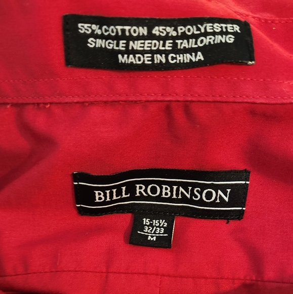 Men's Bill Robinson Red Button Down Long Sleeve Shirt, Size M - Picture 2 of 16